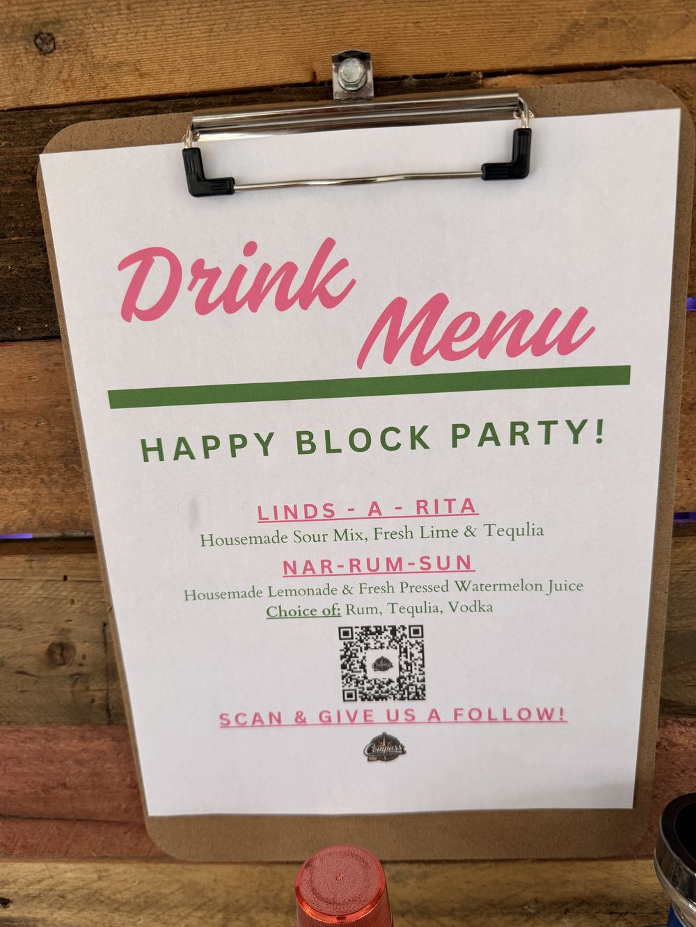Hand lettered cocktail menu from the Manasquan block party